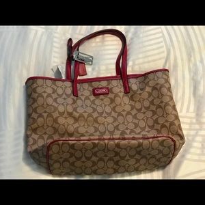 Coach Park Metro Signature Tote F27393 Red